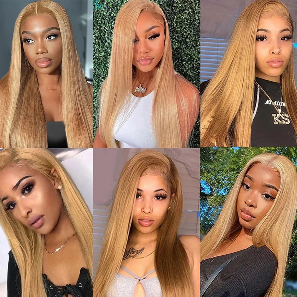 #27 Honey Blonde 13x4 HD Brazilian Human Hair Lace Front Wig