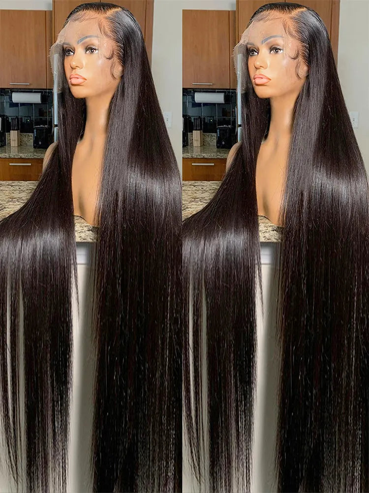 30-40 Inch Straight 13x4/13x6 HD Lace Front Wig Human Hair Brazilian 360 Full Wigs PrePlucked