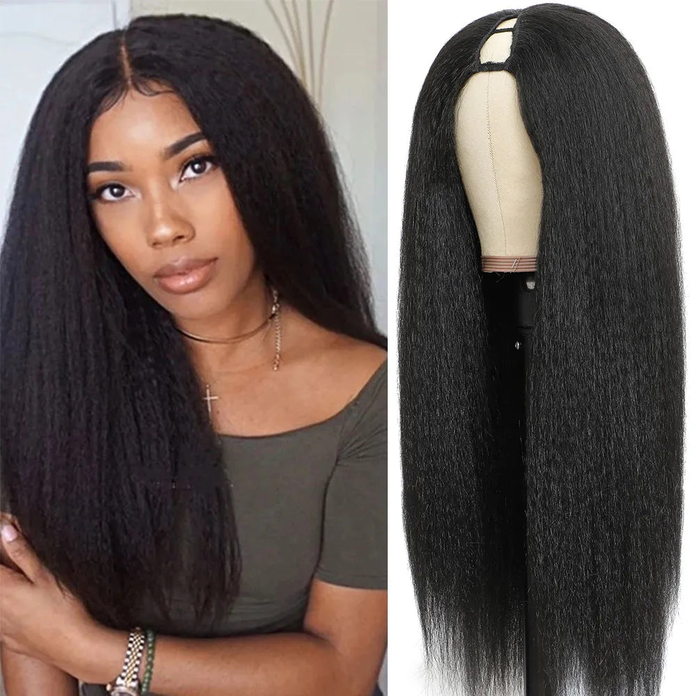 Kinky/Glueless Straight U Part Wig 10-30 Inch V Part