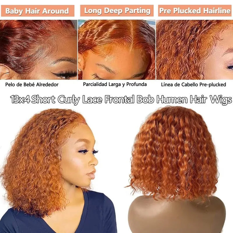 Ginger Orange Curly 13x4 Lace Front Human Hair Wigs