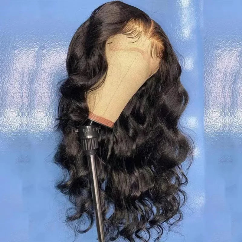 Long Black Natural Wavy Free Part Lace Wigs