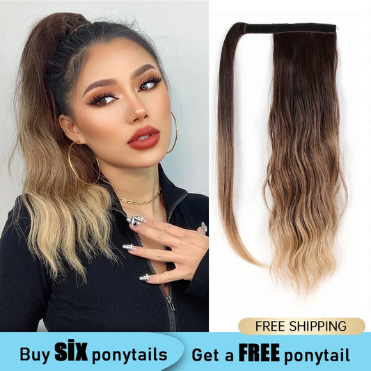 Long Natural Wave Ponytail Extension Hair Wig