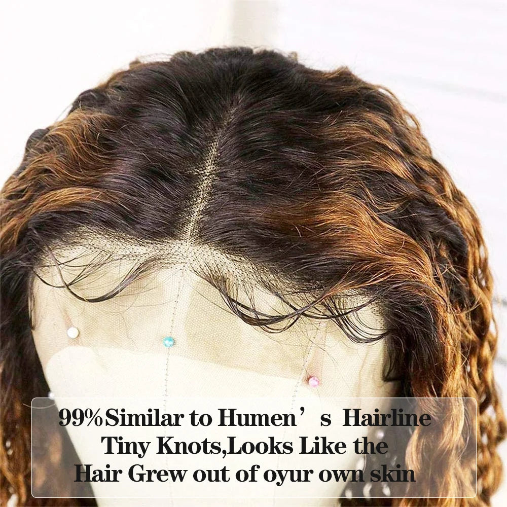 Ombre Brown Kinky Curly Lace Front Wig - Synthetic, Glueless, Cosplay Ready