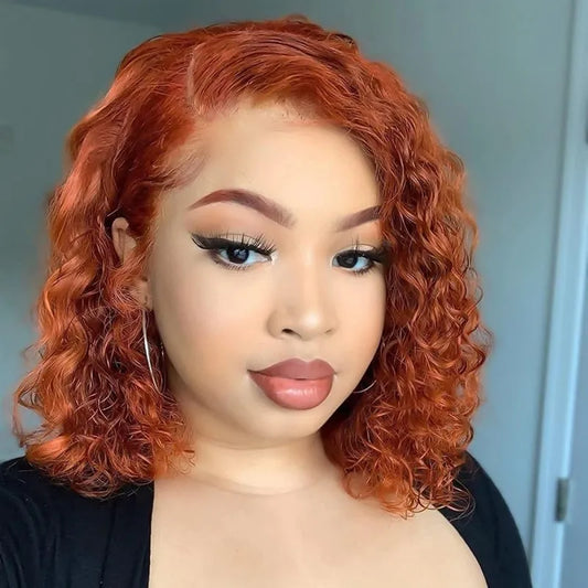 Ginger Orange Curly 13x4 Lace Front Human Hair Wigs