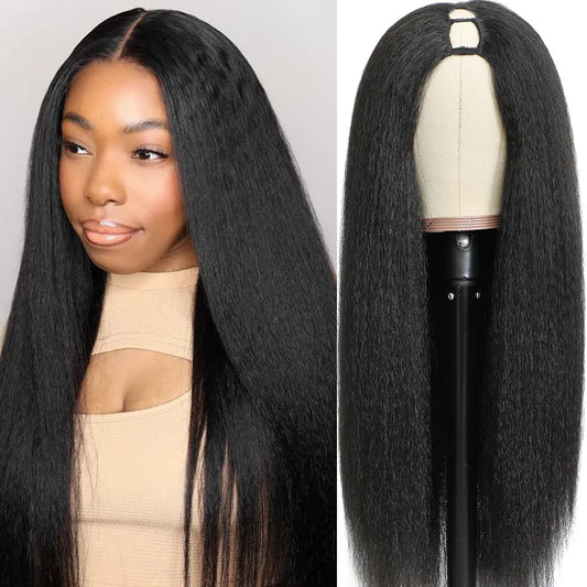 Kinky/Glueless Straight U Part Wig 10-30 Inch V Part