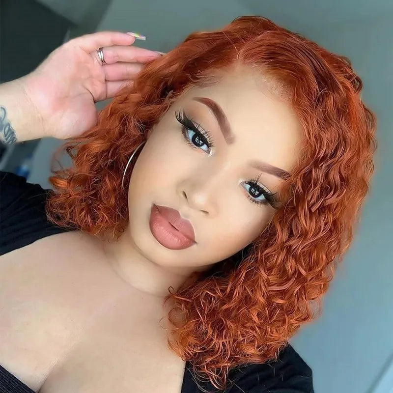 Ginger Orange Curly 13x4 Lace Front Human Hair Wigs