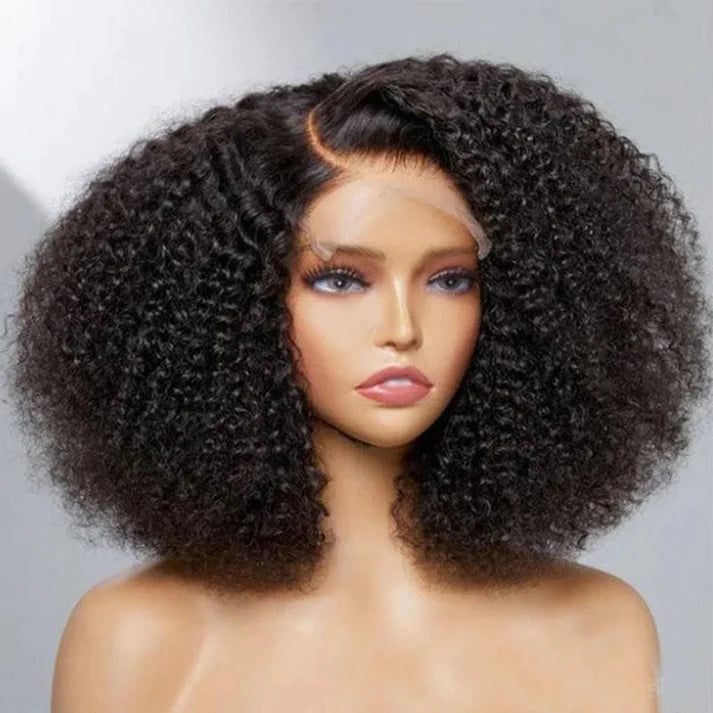 4C Afro Kinky Deep Curly Bob Glueless Wig Transparent Lace Front