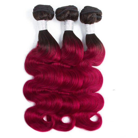 1B Burgundy Body Wave BUNDLES with CLOSURES & FRONTALS