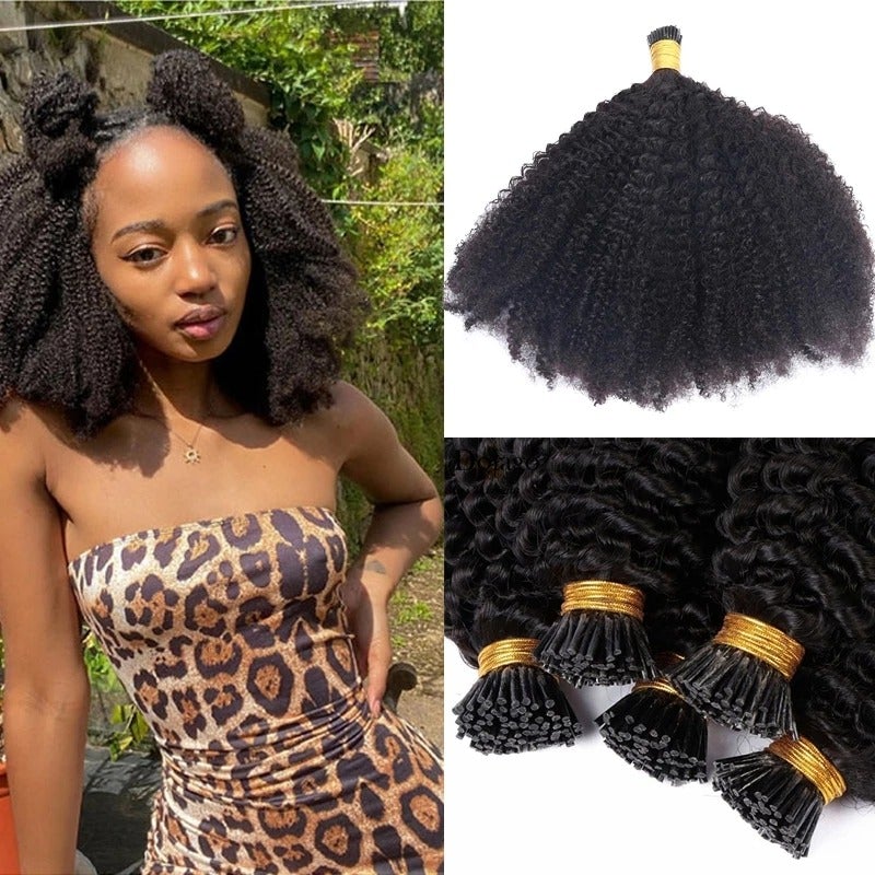 Afro Kinky Curly I-Tip Microlinks Human Hair for Braiding