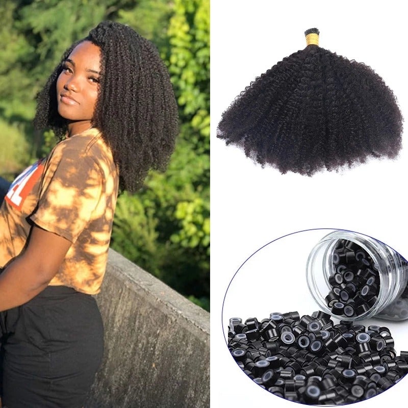 Afro Kinky Curly I-Tip Microlinks Human Hair for Braiding