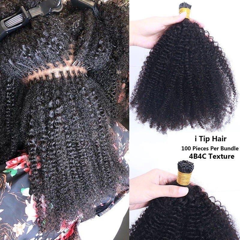 Afro Kinky Curly I-Tip Microlinks Human Hair for Braiding