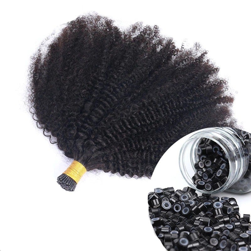 Afro Kinky Curly I-Tip Microlinks Human Hair for Braiding