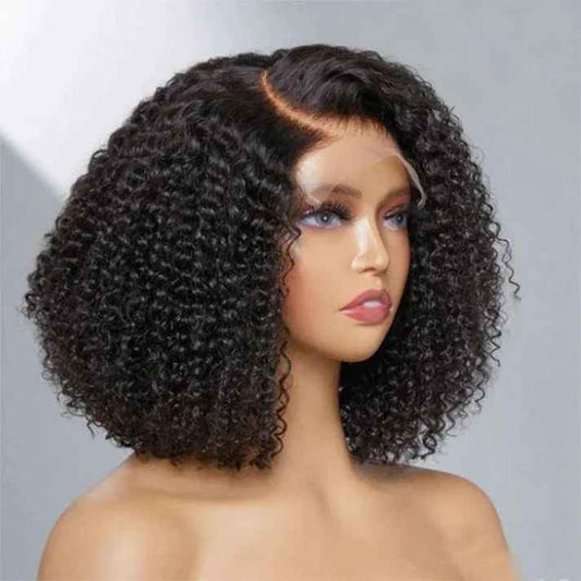 4C Afro Kinky Deep Curly Bob Glueless Wig Transparent Lace Front