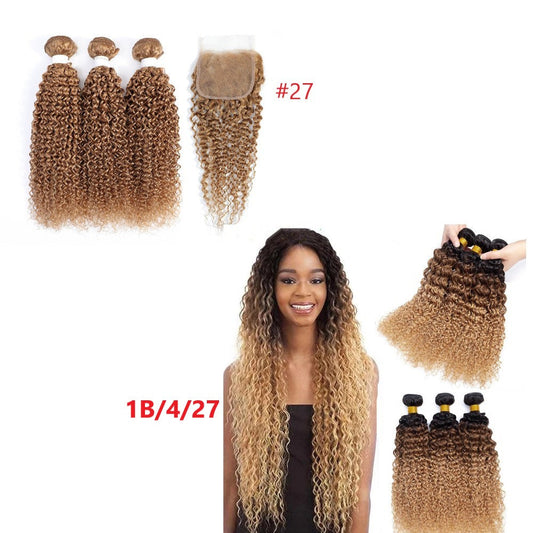 Kinky Curly Human Hair BUNDLES with 4x4 CLOSURES & 1