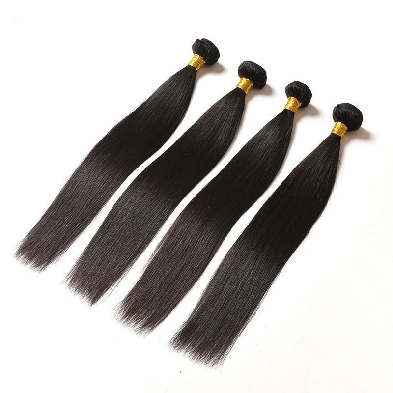 10A Grade 3/4 Straight Hair Bundles with 4x4 Closure Brazilian