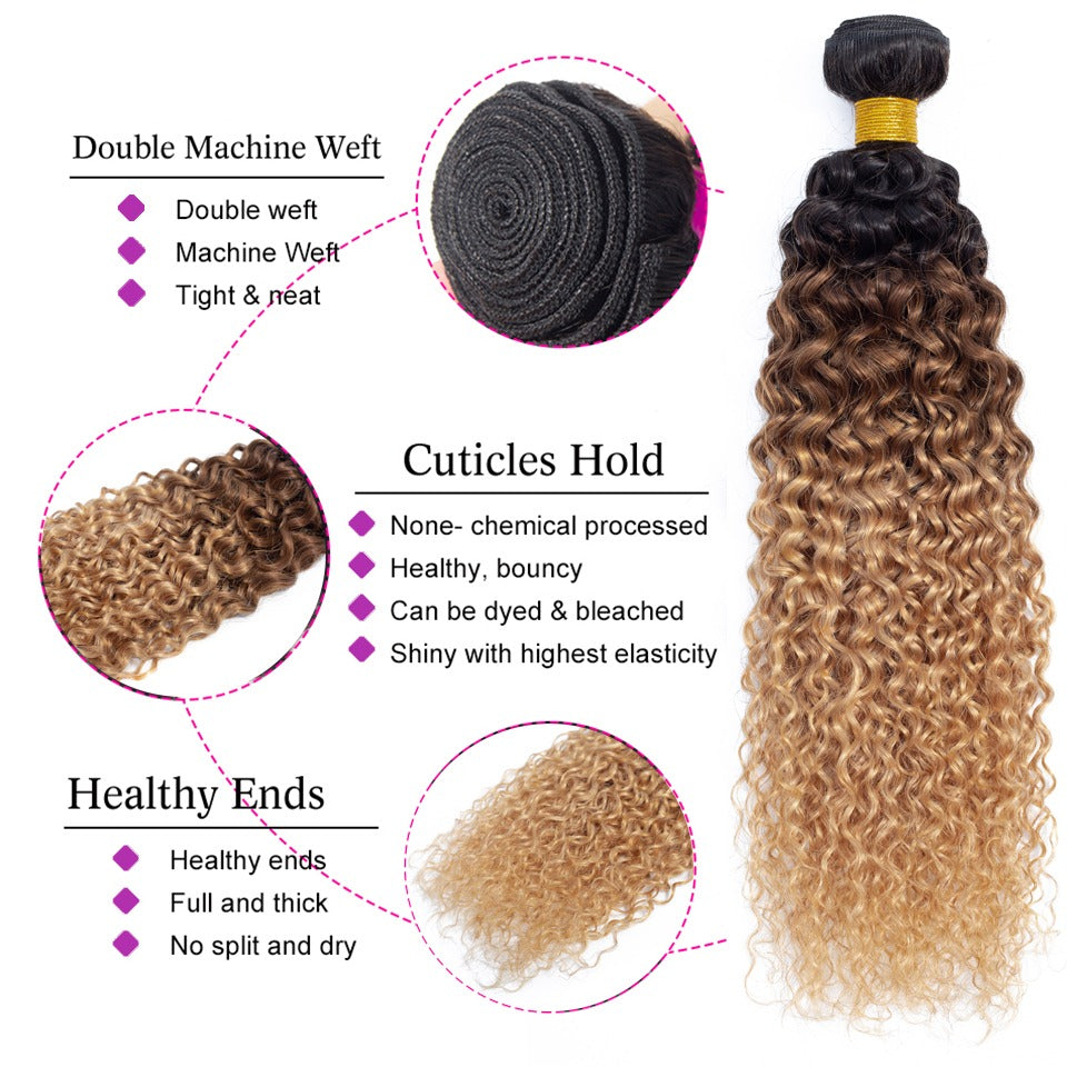 Kinky Curly Human Hair BUNDLES with 4x4 CLOSURES & 1