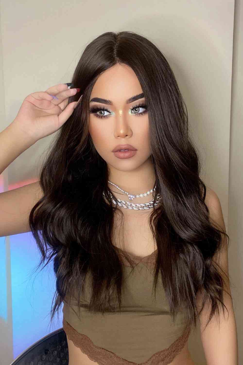 13*2" Lace Front Wigs Synthetic Long Wave in Brown