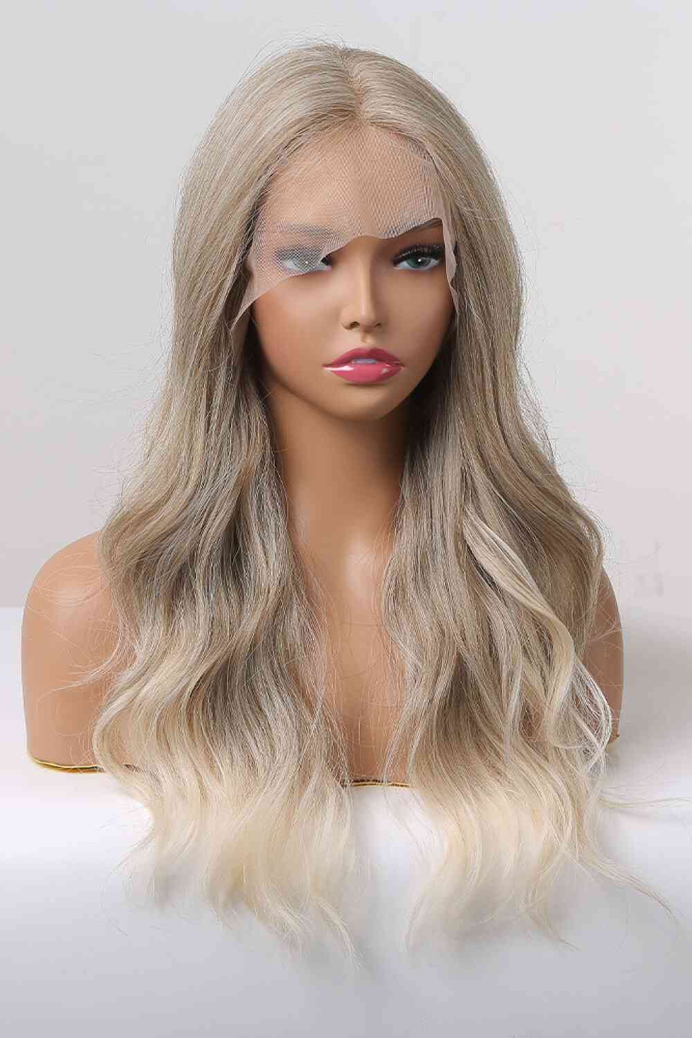 13*2" Lace Front Wigs Synthetic Long Wave 24" 150% Density in Medium Blonde Highlights