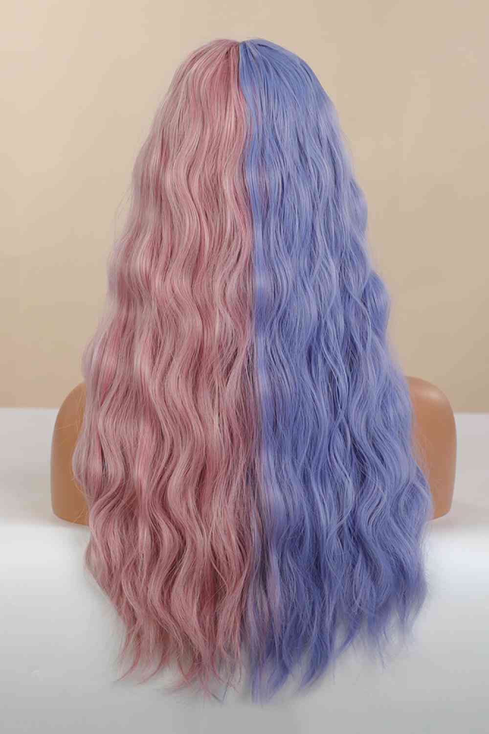 Synthetic Long Wave Wigs 26" in Blue/Pink Split Dye