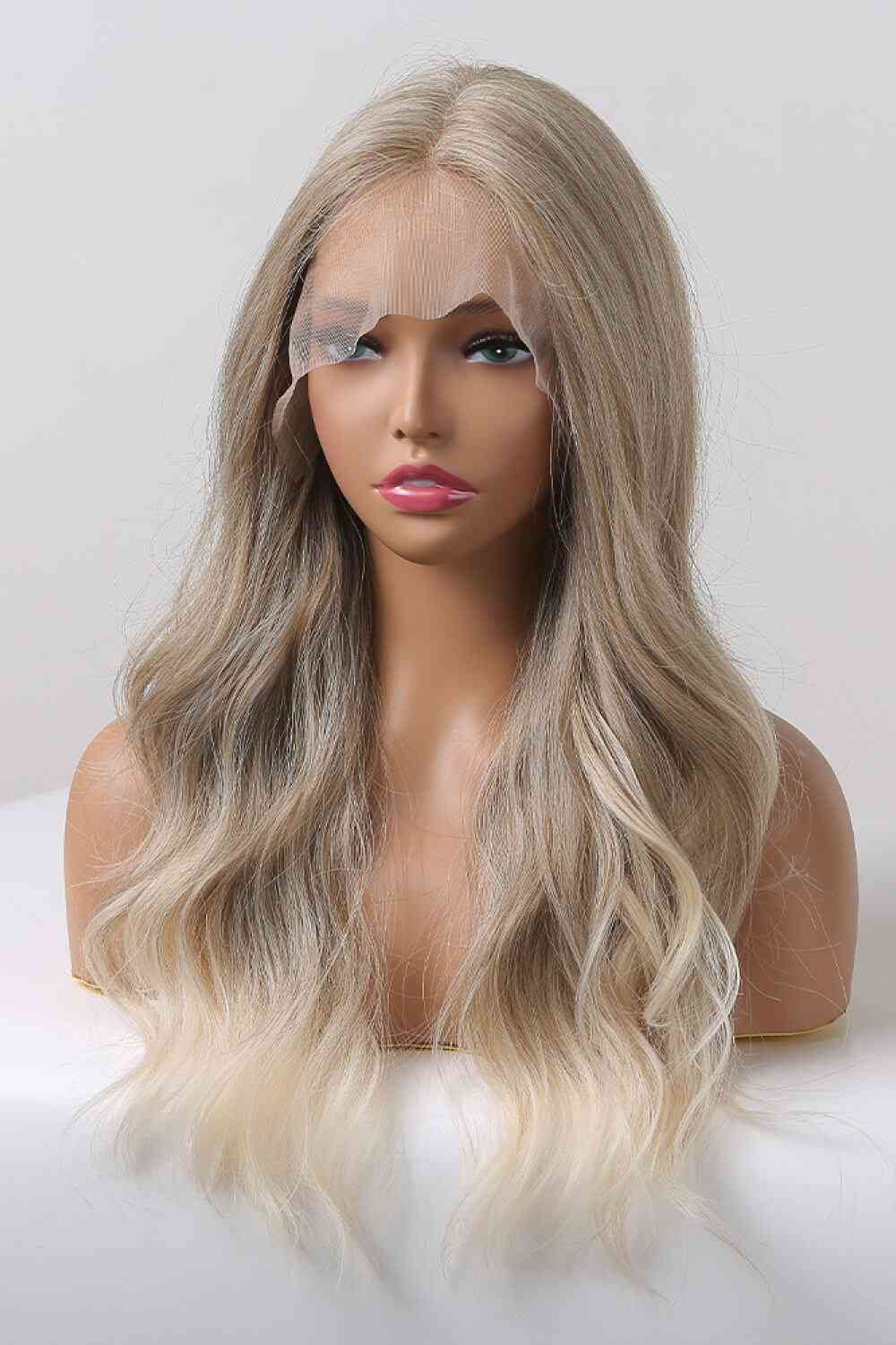 13*2" Lace Front Wigs Synthetic Long Wave 24" 150% Density in Medium Blonde Highlights